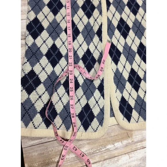 Amana Woolen Mills Blue Argyle Sweater Vest and Cardigan Set Mens Large Vintage
